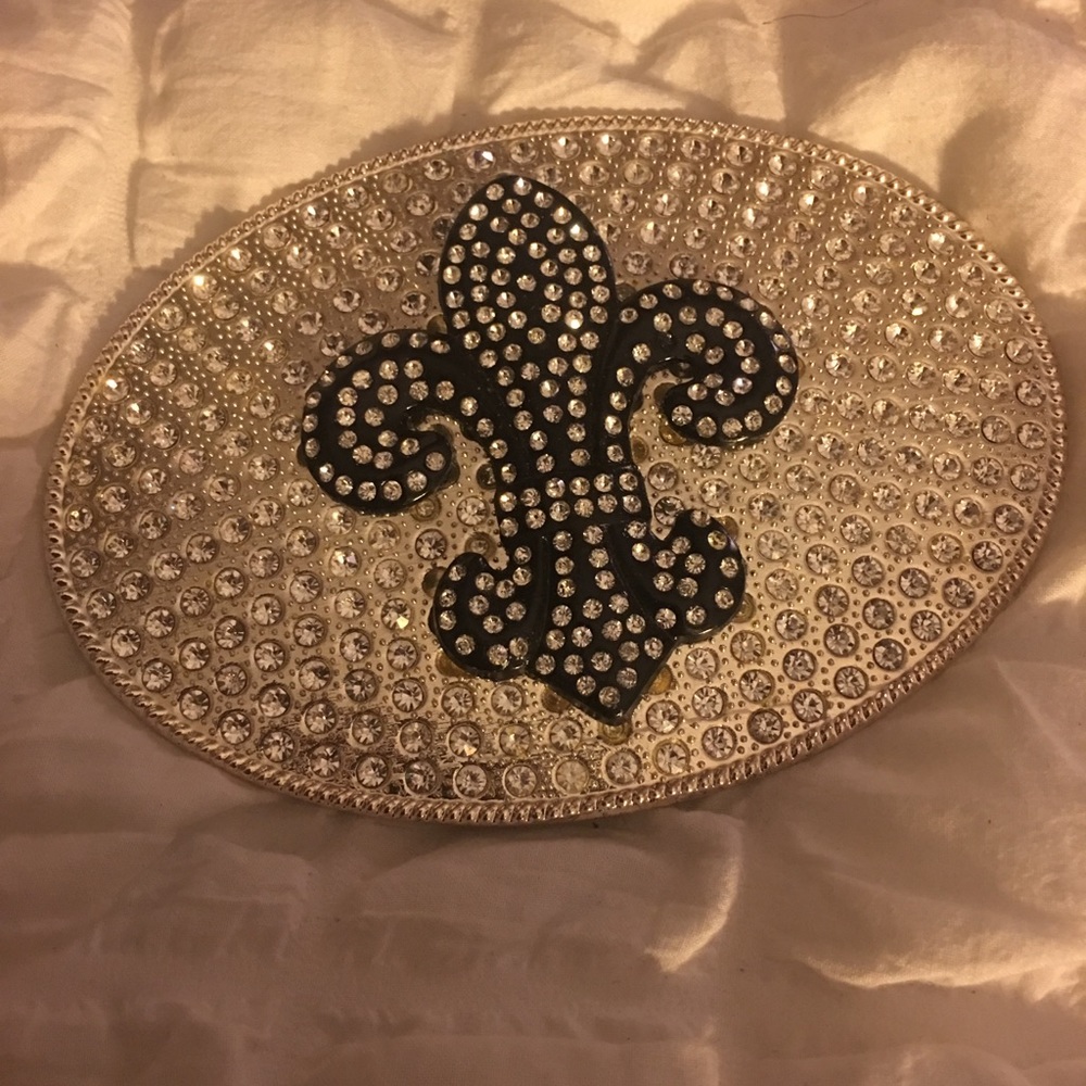 Rhinestone Fleur de Lis Belt Buckle